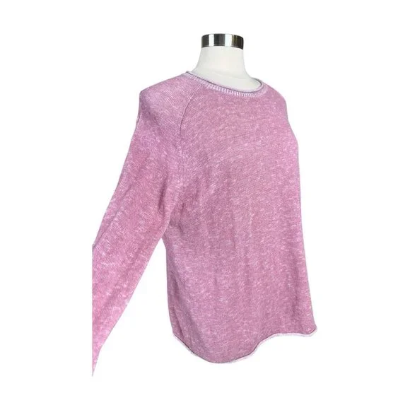 Eileen Fisher Sweater Women Medium M Organic Cotton & Linen Pink boho Lagenlook - Picture 6 of 14